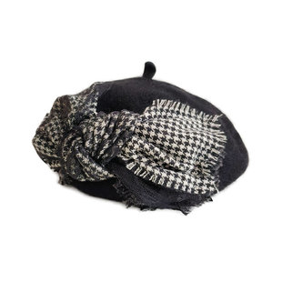 大蝴蝶结 蕾丝 经典 秋冬 小香 贝雷帽 小众 原创NA2 毛呢