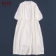 短袖 文艺纯亚麻清新小白裙子长款 双层袍子 新款 布朴家作2026夏季