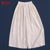 布朴家作2026夏季 裙 百搭休闲裤 款 文艺21支亚麻砂洗显瘦九分阔腿裤