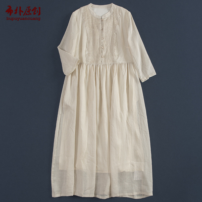 文艺A宽松纯色苎麻双层