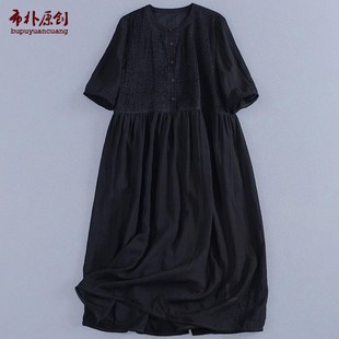 新款 布朴家作2025夏季 苎麻双层风琴细褶垂顺仙气显瘦清凉女连衣裙
