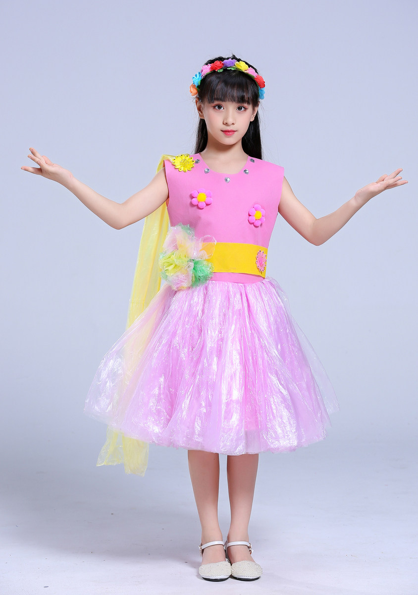 六一环保服装儿童时装秀演出服手工材料时装秀diy亲子装走秀女童