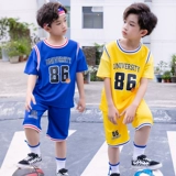 Спортивный костюм, детский комплект для мальчиков для школьников, подходит для подростков, короткий рукав