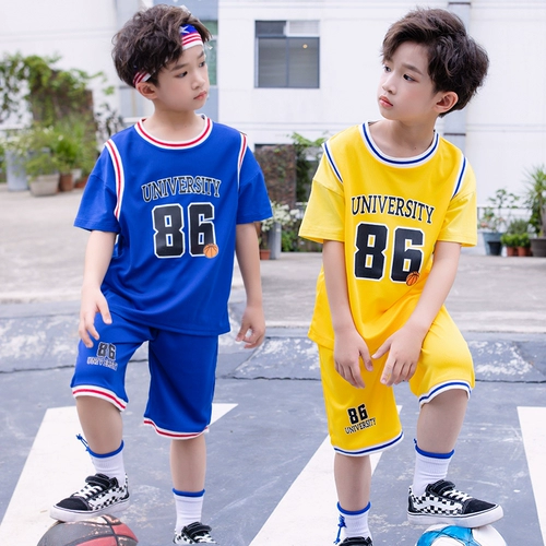 Спортивный костюм, детский комплект для мальчиков для школьников, подходит для подростков, короткий рукав