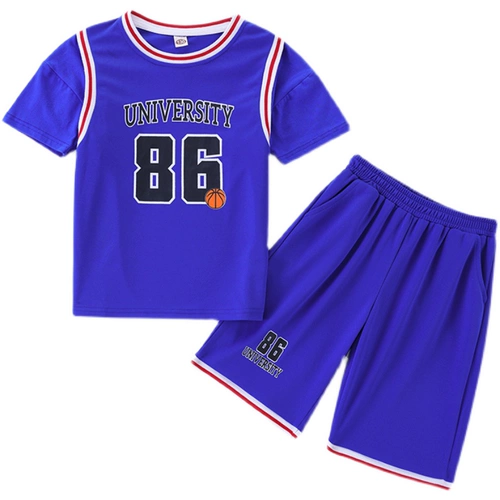 Спортивный костюм, детский комплект для мальчиков для школьников, подходит для подростков, короткий рукав