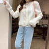 White sweater girl 2022 Spring new pattern Easy Korean Edition Western style A small minority tender fashion Retro Cardigan coat