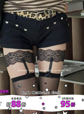 LET ME SEE 3D蕾丝吊带黑丝防滑大腿袜女性感纯欲过膝长筒袜