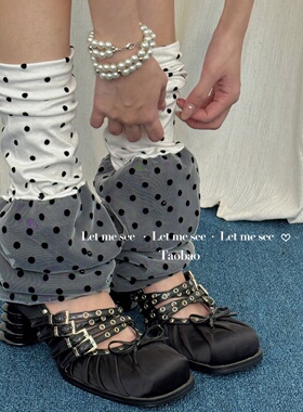 LET ME SEE 拼接波点袜套 百搭堆堆女袜辣妹圆点腿套