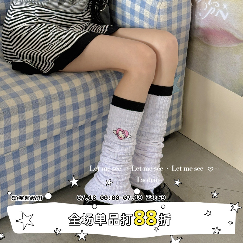 LET ME SEE 自制原宿JK刺绣大象袜 日系学院堆堆袜涩谷辣妹泡泡袜