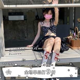 薄款 SEE 花边蝴蝶结纯色短袜软妹甜美镂空中筒袜子女 LET