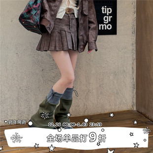 LET SEE亚文化拼色抽绳袜套秋冬复古运动风中高筒堆堆袜套