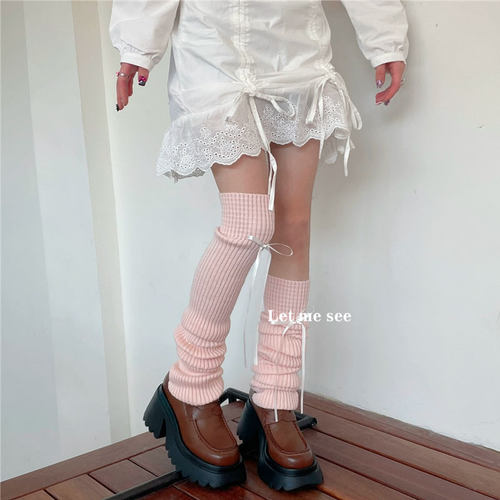 LETMESEE少女蝴蝶结袜套