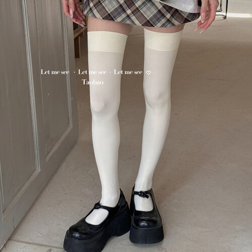 LET ME SEE 压力款纯色过膝袜女薄款高筒袜大腿袜子日系长筒袜