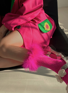 LET ME SEE 自制款 芭蕾风春季羽毛蕾丝中筒袜性感洛丽塔丝袜