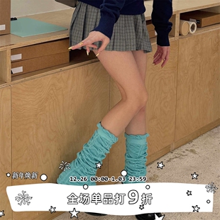 自制日系褶皱泡泡女袜纯色辣妹堆堆白色长筒大象棉袜 SEE LET