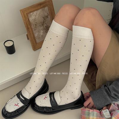 LET ME SEE韩系羊毛小腿袜波点袜无骨冬季软袜糯女生小腿甜美袜子
