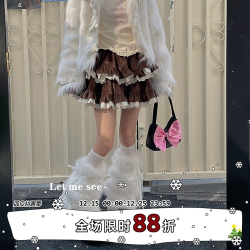 LETMESEE超厚毛绒蝴蝶结腿套