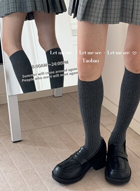LET ME SEE 日常百搭薄款小腿袜 韩风色系中筒堆堆女袜好穿棉袜