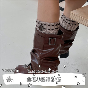 袜套针织保暖护腿套鞋 SEE 短款 套纯色纽扣靴套潮 冬季 LET