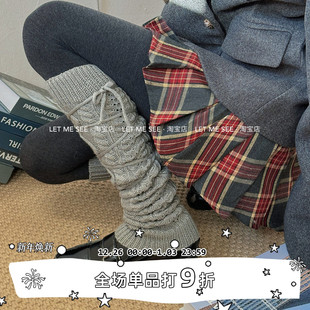 秋冬个性 SEE 百搭绑带y2k辣妹亚文化腿套针织毛线堆堆袜套 LET