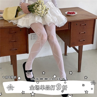 性感交叉绑带蝴蝶结丝袜黑白纯色可爱少女连裤 SEE 袜 LET