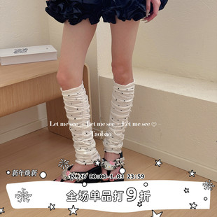 自制小众波点小腿袜套 SEE 褶皱堆堆棉袜辣妹百搭腿套 LET