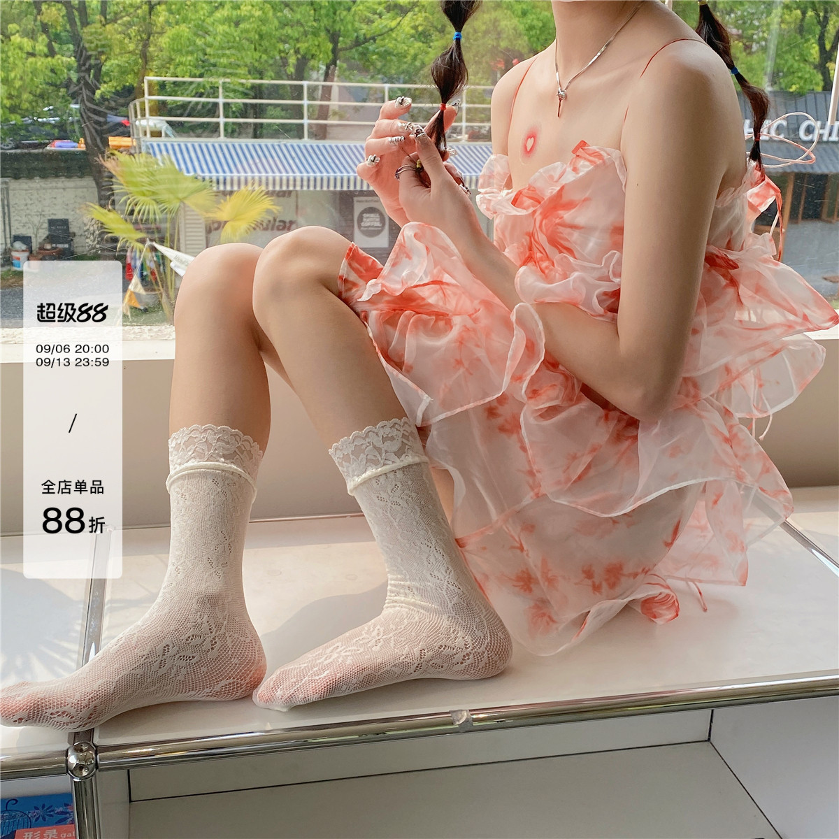花边镂空中筒袜透气jk女图片