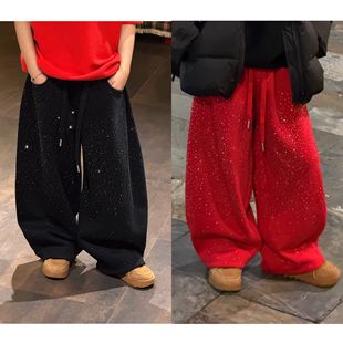 THE LUHAN【璀璨星闪】秋冬闪闪加绒弯刀裤亲子装男童卫裤25866