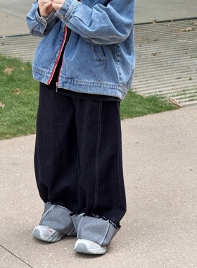 陆晗欧巴【原色牛仔】秋季设计感小众牛仔裤亲子装男童长裤25657