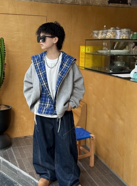 陆晗欧巴【拯救衣橱】秋季双层连帽卫衣亲子装男假两件外套25691