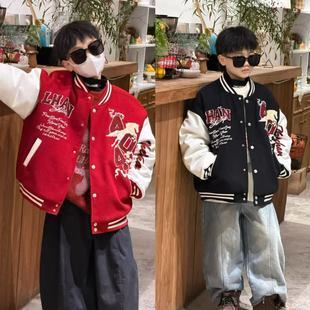 THE LUHAN【马跃新程】秋冬美式休闲亲子装棒球服中大童外套25875