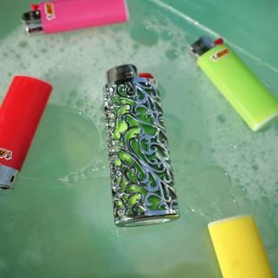 BIC比克一次性打火机套壳保护套镂空唐草防爆金属套J6专用个性礼