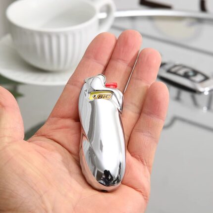 比克打火机J5金属盔甲套菱形壳进口砂轮火石一次性滑轮机甲战火机
