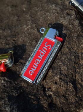 潮牌可放打火机壳项链 嘻哈街头hiphopsup打火机壳套吊坠配饰男女