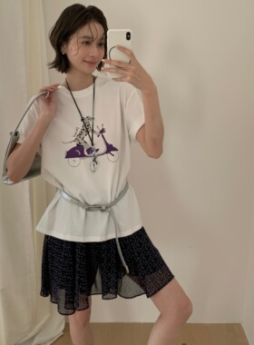 弥香&Ann Na Kim-26年早春韩系印花针织松弛百搭短袖T恤+雪F6160