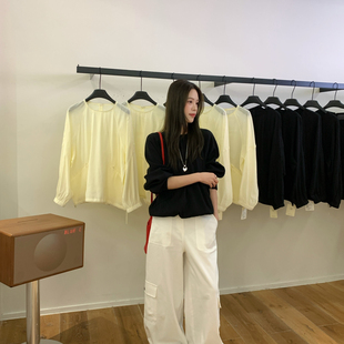 上衣小衫 极简风圆领宽松长袖 26年春款 含4真W603A2896 薯条家