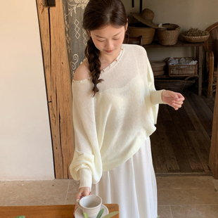 上衣镂空手工贝壳防晒78931 夏上新韩系宽松蝙蝠袖 wens sunshine