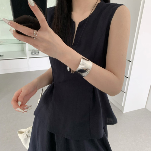 Hand made-26夏上新韩系日系简约大气日常通勤百搭背心+长款8063