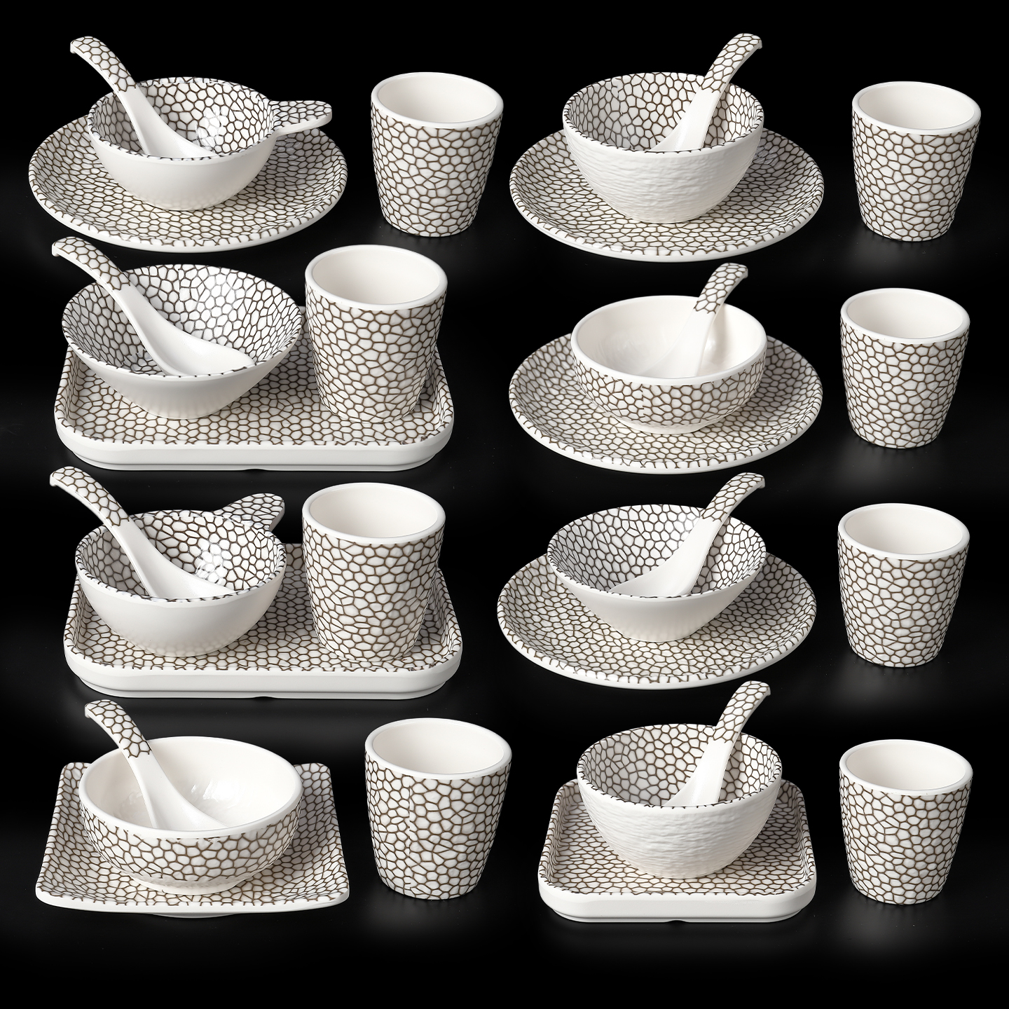 耐摔摆台餐具餐厅四件杯碗勺套装