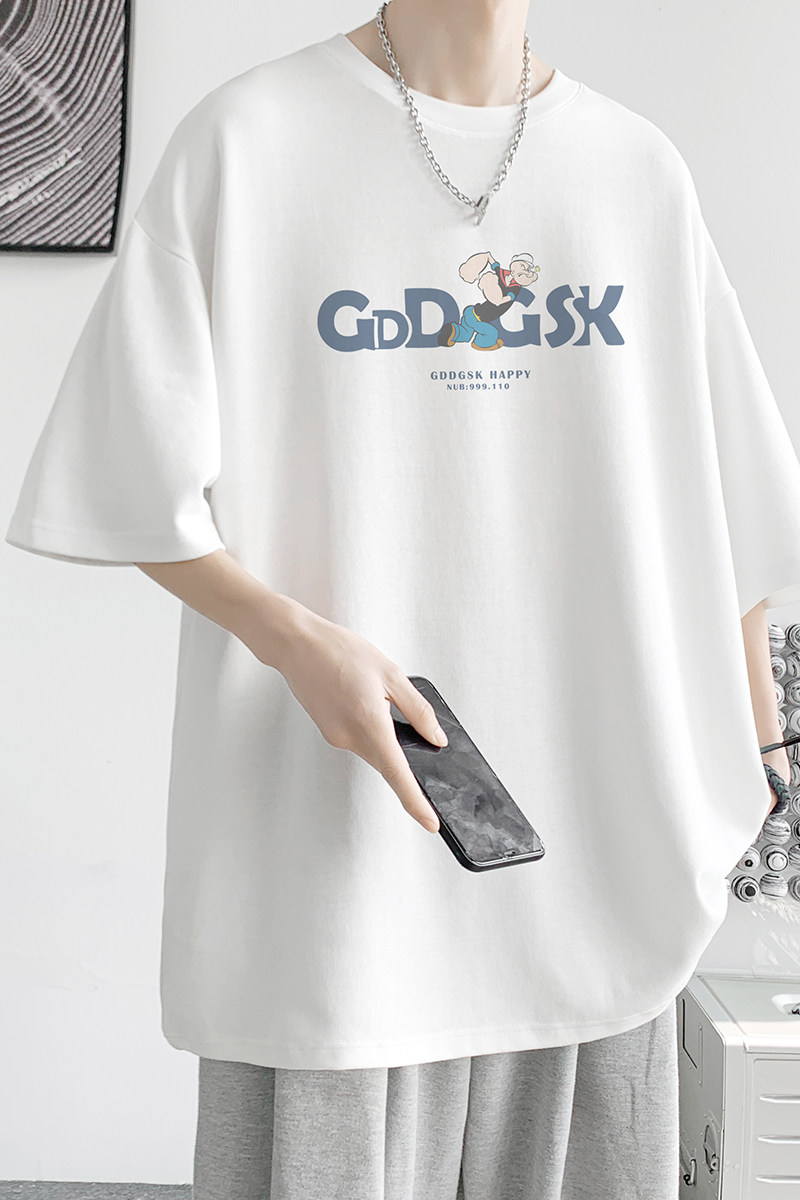 已注册/夏季大力水手印花短袖T恤男大码体恤打底衫DT8047/P25,男装T恤,电商B316