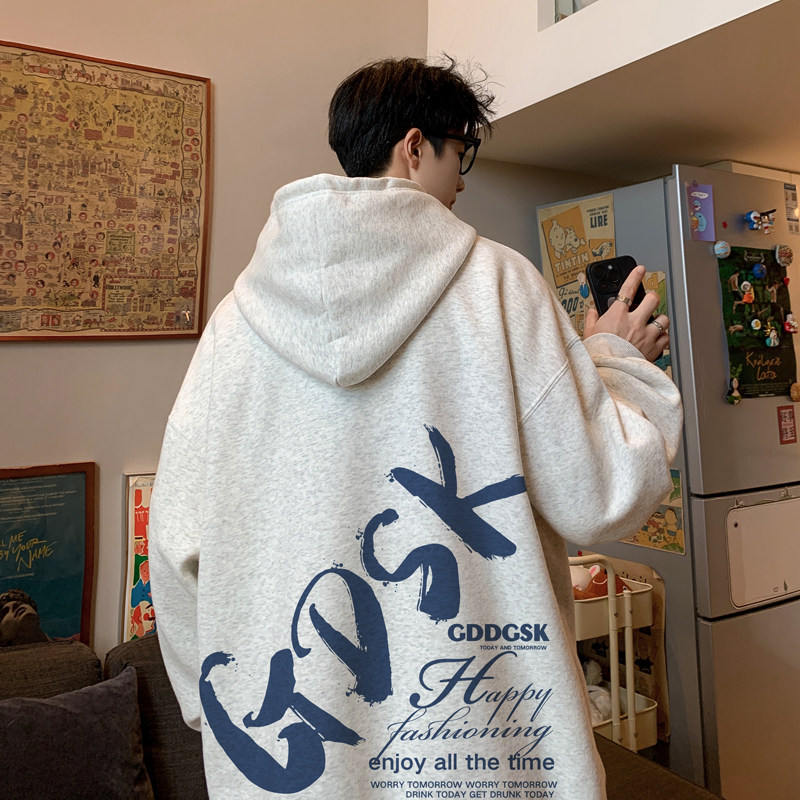 已注册/华棉秋季新粉色潮男美式卫衣男宽松打底衫WY8230/P50,男装卫衣,电商B316
