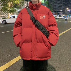 新年新款红色立领面包服男潮冬季保暖棉衣复古宽松外套MF9592/P90图片