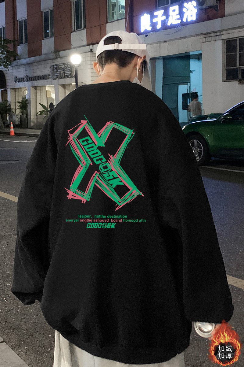 已注册/春季加厚卫衣男女港风圆领长袖外套WY1133/P35加绒P40,男装卫衣,电商B316