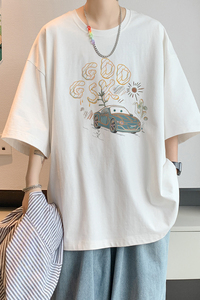 已注册/夏季汽车印花复古短袖T恤男大码体恤打底衫DT3268/P25图片
