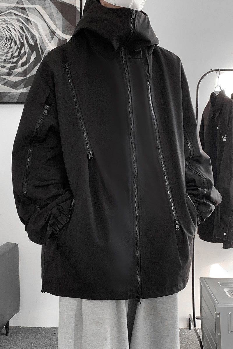 抖音秋冬季连帽夹克男生宽松外套冲锋衣防水JK8333/P100加棉P120,男装夹克,电商B316