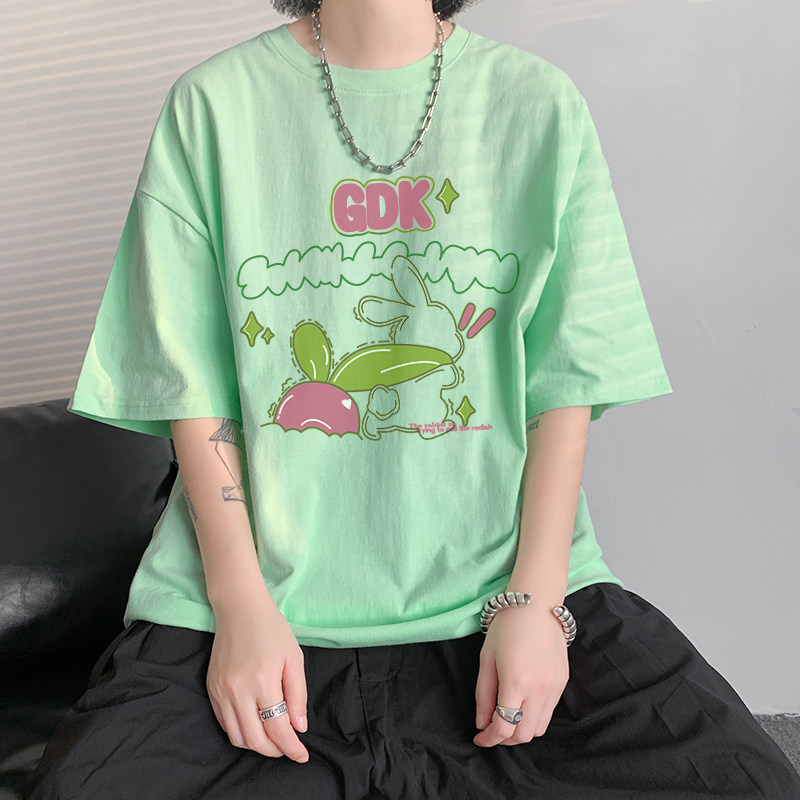 已注册/重磅新夏季荧光绿色兔子印花短袖T恤男体恤DT0003/P25,男装T恤,电商B316