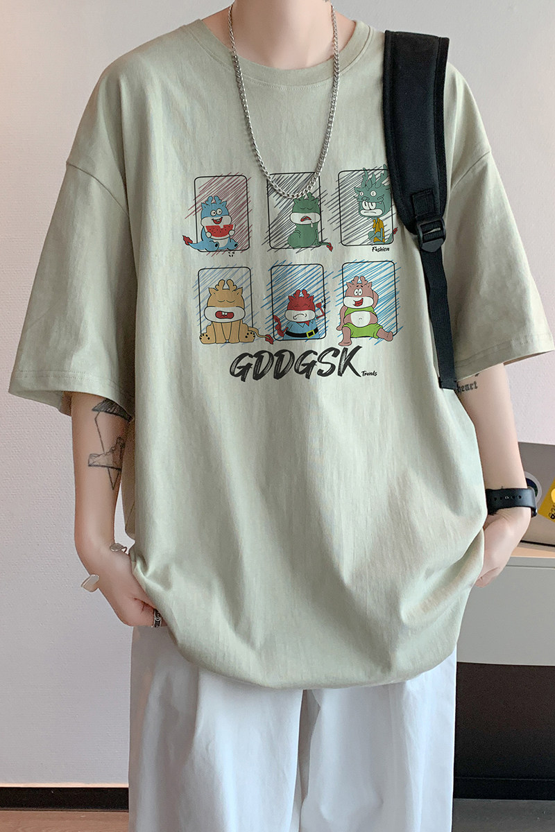 已注册/夏季淡绿色通勤短袖T恤男生宽松体恤打底衫DT5866/P25,男装T恤,电商B316