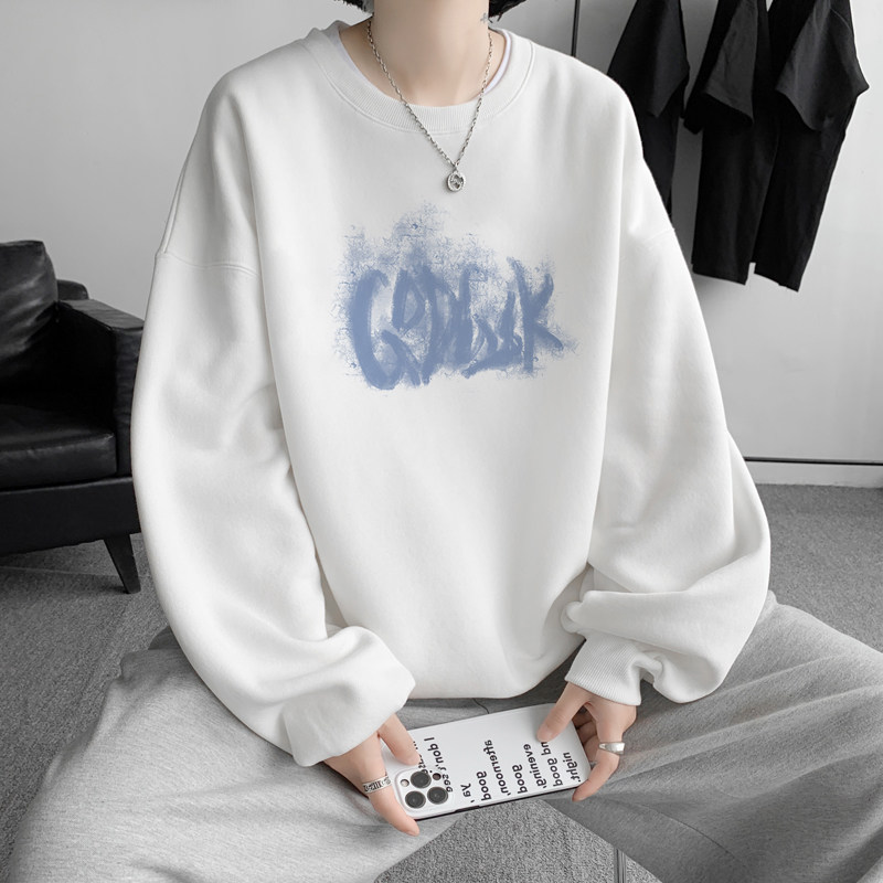 已注册/秋季新雾霾蓝印花卫衣男生宽松休闲打底衫WY8045/P35,男装卫衣,电商B316