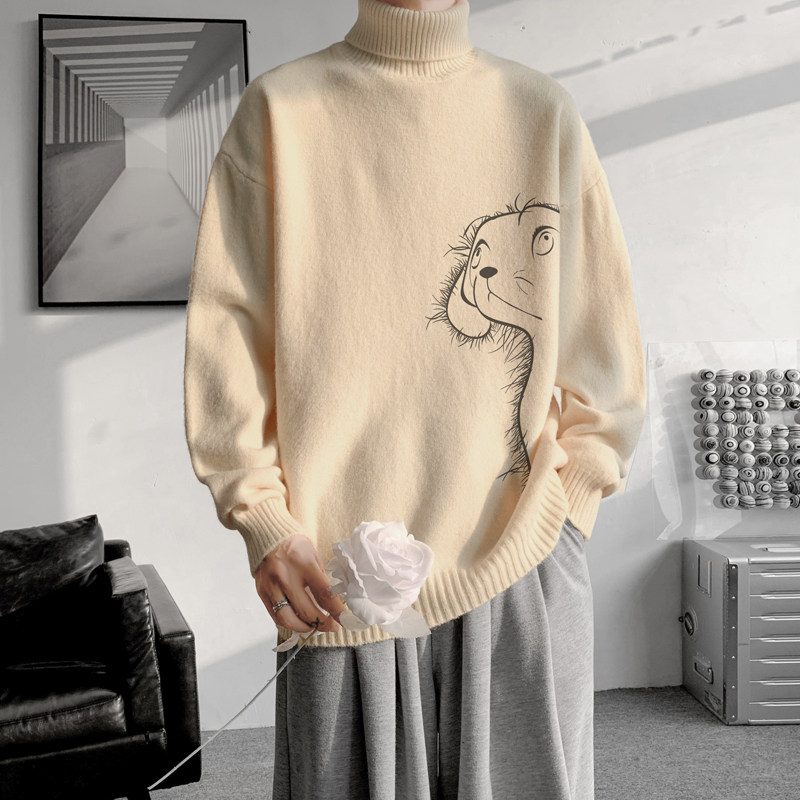 已注册/秋冬宽松慵懒高领针织毛衣男潮重磅百搭打底衫MY9517/P45，男装针织衫/毛衣，电商B316