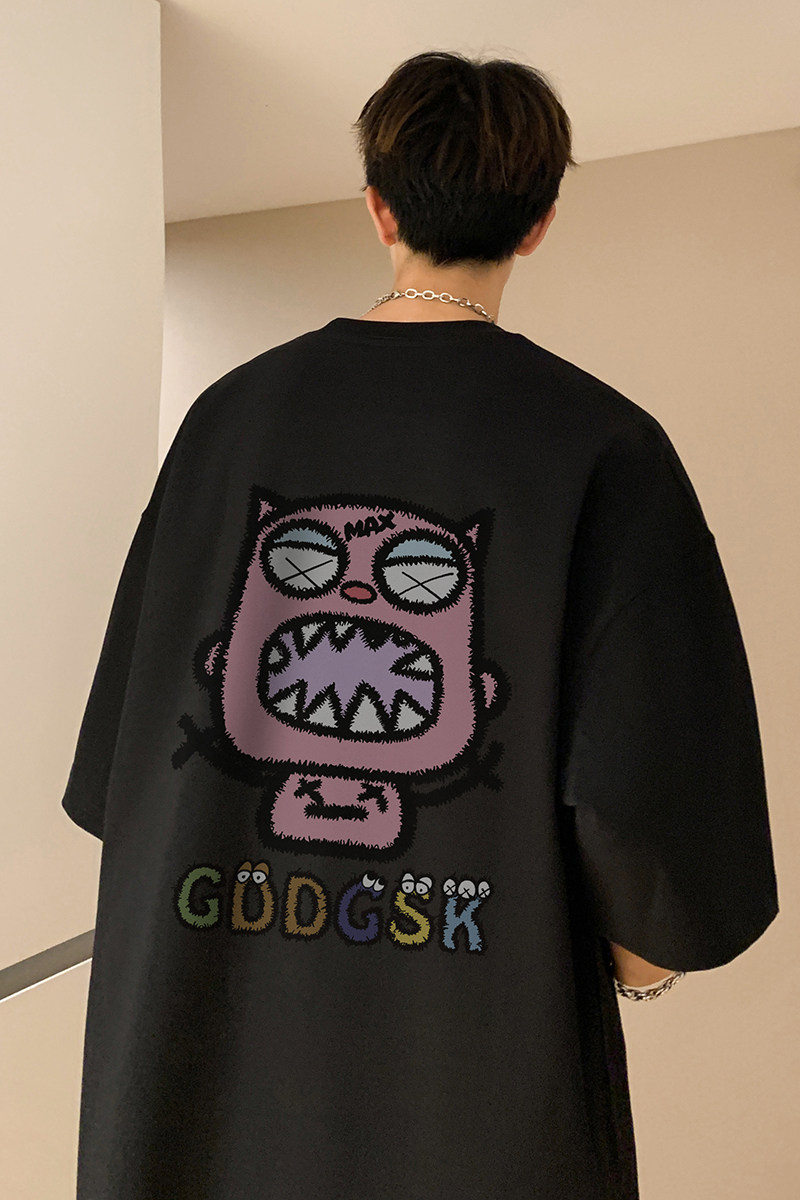 已注册/夏季黑色潮流宽松短袖T恤男大码体恤打底衫DT5090/P25,男装T恤,电商B316